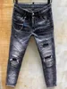 Modne europejskie i amerykańskie męskie dżinsy dżinsy w wysokiej jakości, zużyte ręcznie, obcisłe rozerwane motocykl Jean LT008