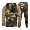 2 stuks sets trainingspak hooded sweatshirt + broek trui hoodie sportkleding pak mannelijke camouflage joggers winter sets kleding 201123