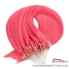 Thick End #Pink Loop Micro Ring Hair 100% Human Hair Extensions Brazilian Remy Capsule Keratin Micro Link Bead Hair 100 Strands 0.5g/s