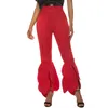 Frauen-Hosen, figurbetont, ausgestellte Hosen, Rüschen, Büro-Damen, weiblich, Sommer, schlanke Hosen, Bell-Bottoms, lässig, elegant, edel, Mode 201228