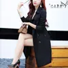 Spring Female Trench Coat for Women Turndown Collar Slim Fit Double Breasted Plus Size 3XL 4XL Womens Clothing 201030