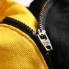 Novos fatos de treino de duas cores costura conjuntos masculinos primavera outono amarelo e preto jaqueta jeans e jeans estiramento 2 peças roupas masculinas2191