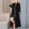 Стильный рукав Изысканная вышивка Винтаж Vinhet Kimono Trench Новые Женщины V Шея Mid Длинные Ветровая Перудка Верхняя одежда 201031