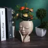 Persönlichkeit Harz Blumentopf Vase Künstlerische Skulptur Kopfförmiges Gesicht Pflanzer Blumen Topf Getrocknete Statue Pflanzentöpfe für Garten Outdo2928771