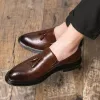 trend tassel men Italian Luxury minimalist shoe design leather dress shoes Bullock Carving Top Leather wedding party fashion loafers large size:US6.5-US12