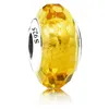 2 pcs 925 Sterling Prata Golden Fascinante Faceted Murano Glass Beads Fit Pandora Chamilia Jóias Charme Braceletes Colar