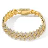 Nowa biżuteria Hiphop 14 mm 18K Gold Plated Out Out Bronk Link Chain Diamond Miami Cuban Naszyjnik dla mężczyzn Women7972965