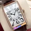 Best New Mens Watch Quartz Rosa de Ouro Caso Diamante Dial Branco Preto 3D número Marcadores Brown Leather Strap Timezonewatch E204a1