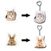 Chaves de chaves de travesseiro personalizado anel com imagens de animais de estimação, cães e gatos