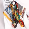 100% Natural Silk Square Scarf Women Luxury Designer Print Satin Head Scarf Large Bandana Pure Silk Scarf Echarpe Femme 88x88cm 220115