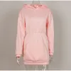 Höst Hooded Kvinna Sweatshirts Kvinnors Hoodies Klänning Långärmad Ficka Elastisk Midja Hoodie Ny Streetwear Casual Lady 201019