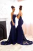 Marinho azul simples 2021 vestidos de dama de honra sweetheart lace apliques sereia Prom festa vestido de vestido de longa dama de honra
