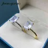 PANSYSEN Vit/Gul/Roséguld Färg Lyx 8x10MM Emerald Cut AAA Zirkon Ringar för kvinnor 100% 925 Sterling Silver Fina Smycken 220122