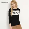 Mulheres 1970 Pullover de letra de manga comprida Sweater Hot Fashion Star Top Letter 1970 Tops de tricô 201201