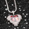 Hip Hop Iced Out Love Shape Flip Custom Photo Pendant Personlighet Kreativitet DIY Halsband med repkedja