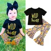 Baby Sommer Kleidung Kleinkind Baby Mädchen Kleidung Set Kurzarm T Shirt Top + Sonnenblumen Bell-Bottom Hosen 2 stücke Outfit Set1