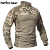 Refreire Gear Military Tactical Shirt Men Camouflage Army Långärmad T Shirt Multicam Cotton Combat T Shirts Camo Paintball T-shirt G1229