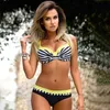 Bikini Set Yeni Mayo Mayoları Seksi Halter Patchwork Plaj Giyim Baskı Dot Mayo Takım Vintage Push Up Mayo T200508