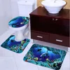 Ocean Dolphin Deep Sea Poliestere Tenda da doccia Bagno Impermeabile con 10 ganci Piedistallo Tappeto Coperchio Copriwater Tappetino da bagno Set T200711