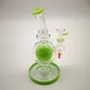 7 inch groen paars glas bong 14mm gezamenlijke bal perc bongs waterleidingen omgekeerde showhead percolator beker olie dab rigs met kom