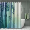 Custom Bamboo Shower Curtain Polyester Fabric Bath Curtain Waterproof With Hook For Bathroom