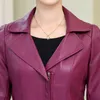 XL6XL Womens Leather Jacket Spring Fashion Slå ner krage fast skinnjacka blixtlås med hög kvalitet pu läderjackor 201030303030
