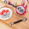 Ferramentas de fruta de aço inoxidável ferramentas dupla melancia scoop baller sorvete sobremesa sorbet colher ferramenta de cozinha 18cm