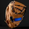FDBRO Baseball Catcher Glove Outdoor Sports Brown Black PVCSoftball Practice Equipment Size 12.5 Left Hand for Adult Training Q0114