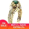 2022 Luxury Green Gold Color Halo Engagement Ring for Women Lady Anniversary Gift Jewelry Wholesale Valentine Day R5072