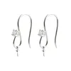 Boucles d'oreilles en argent sterling 925 Zircon Hameçon avec capuchon pour perles à moitié percées 5 paires