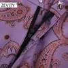 ZEVITY Frauen Vintage Cashewnüsse Druck Flare Hosen Weibliche Freizeit Reißverschluss Fliegen Paisley Retro Hosen Chic Gesäßtaschen Hosen P920 201113