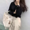Shopping Bags Korean Large Capacity Multi-pocket Canvas Female Shoulder Crossbody For Women Handbags Big 7548 220304