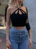 Abdieso Y2K Cut Out Summer Ribbed Crop Top Women White Streetwear 2022 Halter Ärmlös Sexig Black Tank Tops Off Shoulder Y220304