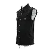 Men's Vests Steampunk Punk Black Vest Men Jacket Rivets Pockets Sleeveless Turn Down Collar Waistcoat1 Stra22