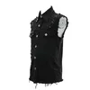 メンズベストスチームパンクパンクブラックベストメンジャケットリベットポケットスリーブレスターンダウンカラーcollar waistcoat1 stra22