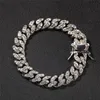 12mm 7 / 8INCH Guldpläterad Iced Out Bling Rhinestone Miami Armband Smycken Hip Hop Armband för män Kvinnor