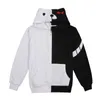 Women Hooded Sweatshirts Cartoon Bear Brodery Black White Patchwork Hoodies Autumn Long Sleeve Tracksuits Kvinnliga toppar 201029