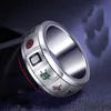 Titanium Steel Jewelry Band Rings Gold Plated Rotatable Mahjong Ring Good Luck Rings for Men and Women Size 7-11