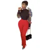 Pantalon évasé en coton côtelé solide femmes taille haute côté fendu pantalon maigre Streetwear causal Mujer grande taille pantalons de survêtement longs T200516