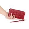 Woman clutch wallet fashion embossed rose flower mulit functional genuine leather zipper soft wallet for iphone 12 detachable wris259p