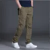 Spring Autumn Cargo Casual Mens Baggy Regular Cotton Trousers Male Combat Tactical Pants Multi Pockets