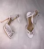 Donne in pizzo bianco scarpa da sandalo estivo 2021 peep toe big perle decorazioni per la caviglia caviglia scarpe da sposa sandalie tallone sottile sexy a unsato16675298