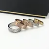 Full Diamond Titanium Steel Silver Love Ring Men and Women Rose Gold Rings for Lovers Par Jewelry Gift242T