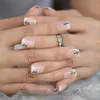 False Nails Short Flower Classic Press On Acrylic Square Natural Designed Finger Daily Office Blingbling Fake Prud22