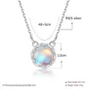 925 Srebrne Kobiety Naszyjnik Biżuteria Prezent Księżyc Aurora Wisiorek Halo Crystal Gemstone Lekkie naszyjniki Q0531