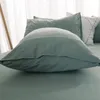 FAMIFUN New Product Solid Color 3/4 Pcs Bedding Set Microfiber Bedclothes Navy Blue Gray Bed Linens Duvet Cover Set Bed Sheet 201211