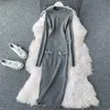 New Fashion Women Women Bodycon Dress Осень Зимнее Сексуальные Сексуальные Полые плечи длинные халаты Женщина ВИНТАЖЕ