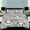 Zeimon Cartoon Panda 3d Pościel Zestaw Wydrukowane Cute Animal Duvet Cover Set Twin Pełna Królowa King Size Bedspread dla Dziewczyny Dzieci Prezenty LJ201127