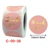 Pink Paper Label Sticker Golden Thank You Sticker 500Pcs roll Stamping Self-adhesive Film Christmas Gift Packaging305g