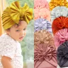 2022 Ny Striped Velvet Baby Hat Toddler Bow Knot Turban Headwraps Höst Winter Boys Girls Beanies Solid Kids Cap Headwear